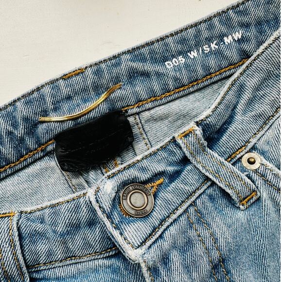 Saint Laurent Medium Light Blue Distressed Knee Slim Skinny Jeans 29 - Picture 6 of 12